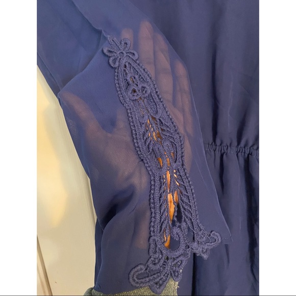 New Royal Blue Romper with Lace Sleeves | Size S - Picture 3 of 3